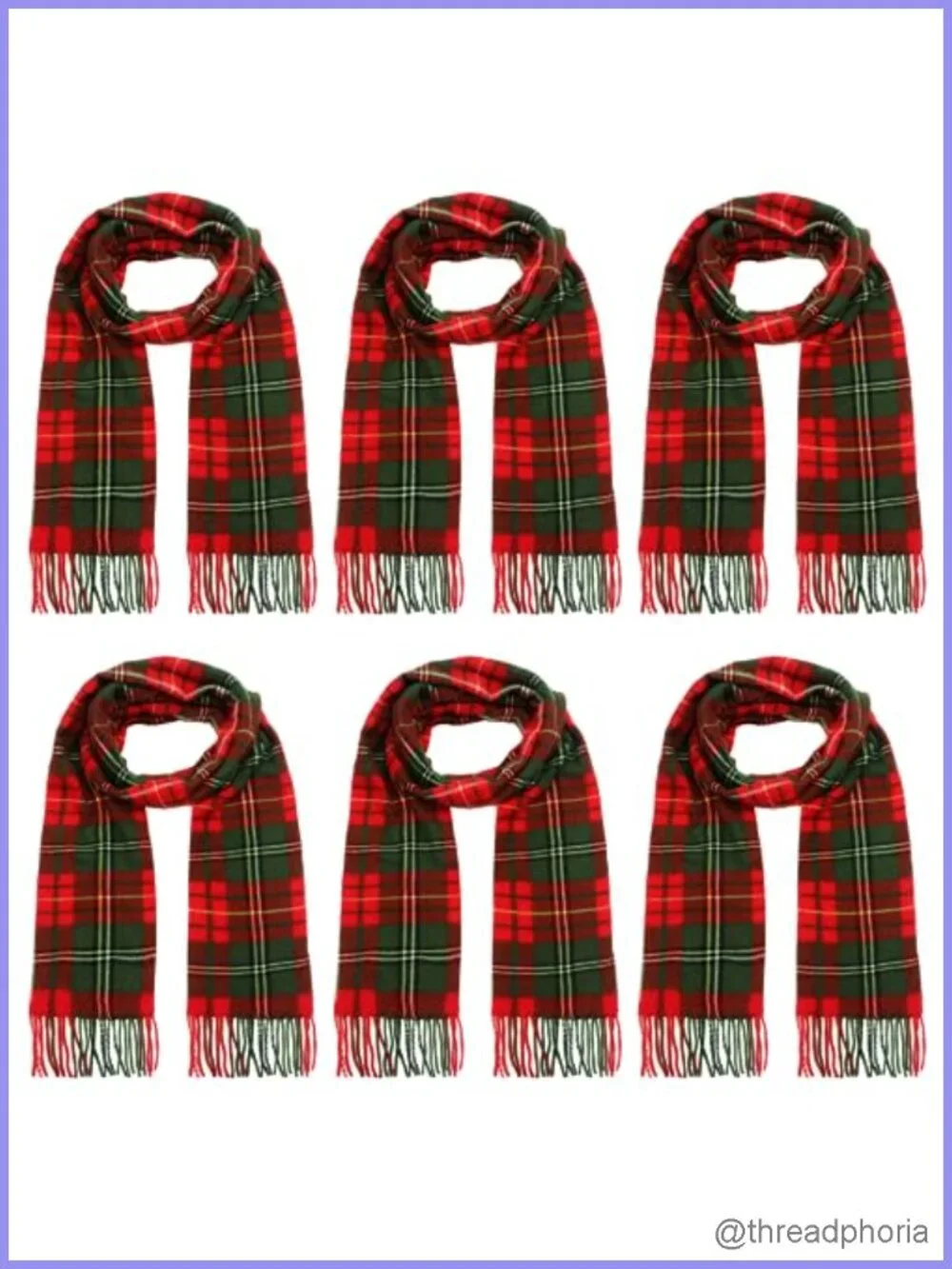 6-Pack Tartan Plaid Scarf, Acrylic Winter Shawl Wrap with Tassels, Cold Weather